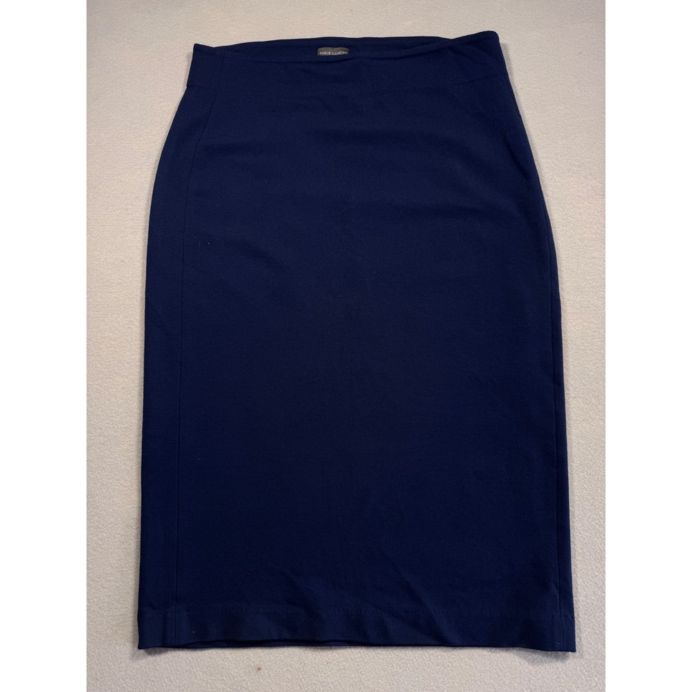 Vince Camuto Navy Blue Ponte Knit Pencil Skirt Womens Small Pull On Midi Skirt